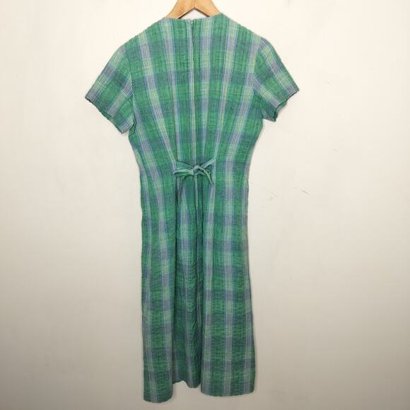 Vtg Positive Attitude Plaid Cotton Dress Modest Preppy - Picture 7 of 8